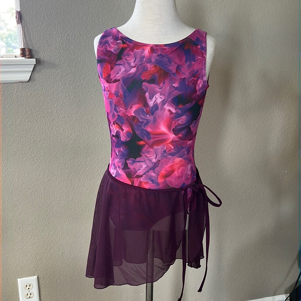 Womens small floral leotard and matching skirt